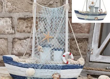 Großes Modell-Fischerboot mit Netz, 20,5x20x6 cm – Ideal für Sammler TK Gruppe® Grosshandel 