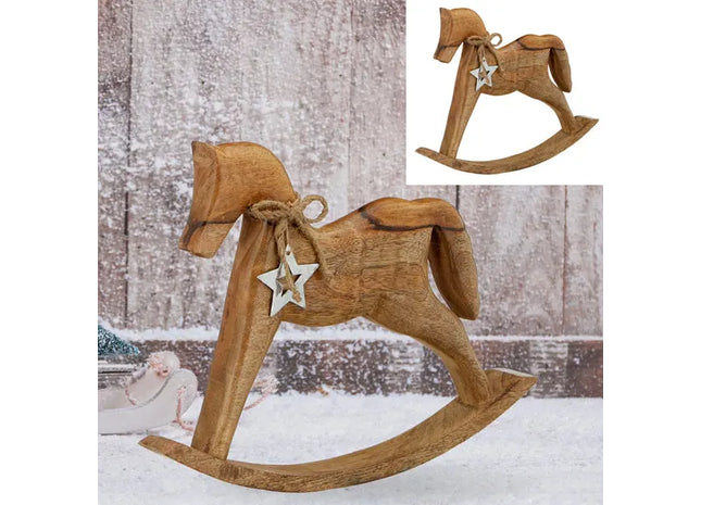 Großes Schaukelpferd aus Holz, Klassisches Design, 27cm Höhe TK Gruppe® Grosshandel 