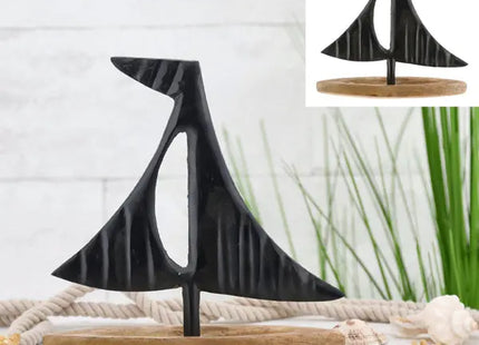 Großes Schwarz-Mango-farbenes Segelboot, ca. 25cm Höhe: Nautik-Deko-Highlight TK Gruppe® Grosshandel 