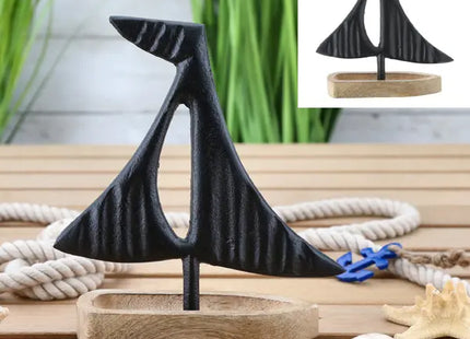 Großes Schwarzes Aluminiumboot, Mango-Stil, Höhe ca. 25 cm – Elegante Deko TK Gruppe® Grosshandel 