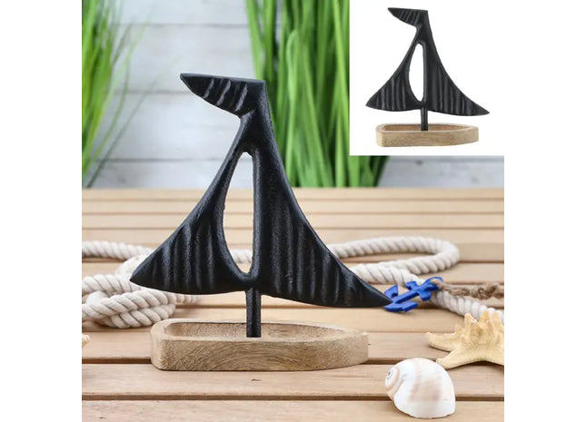 Großes Schwarzes Aluminiumboot, Mango-Stil, Höhe ca. 25 cm – Elegante Deko TK Gruppe® Grosshandel 