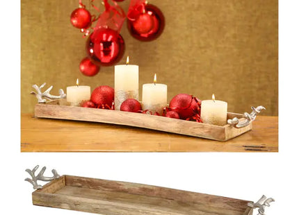 Großes Serviertablett mit Geweihgriffen - Elegantes Design, ca. 70x18cm TK Gruppe® Grosshandel 