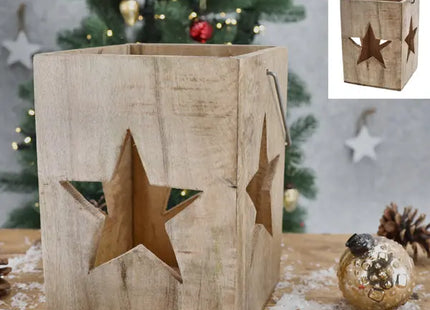 Großes Stern-Windlicht aus Mangoholz, ca. 17x24 cm – Stilvolle Dekoleuchte TK Gruppe® Grosshandel 