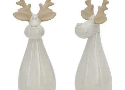 Großes Weißes Rentier - Elegante Weihnachtsdekoration, 26 cm Hoch TK Gruppe® Grosshandel 