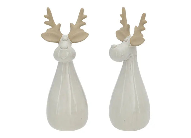 Großes Weißes Rentier - Elegante Weihnachtsdekoration, 26 cm Hoch TK Gruppe® Grosshandel 