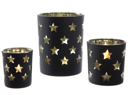 Großes Windlicht 'Kleine Sterne', Durchmesser Ca. 12 cm - Stimmungsvolle Beleuchtung TK Gruppe® Grosshandel 