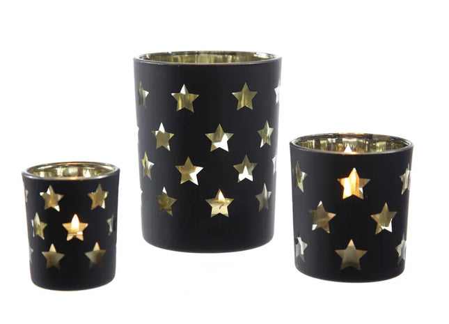 Großes Windlicht 'Kleine Sterne', Durchmesser Ca. 12 cm - Stimmungsvolle Beleuchtung TK Gruppe® Grosshandel 