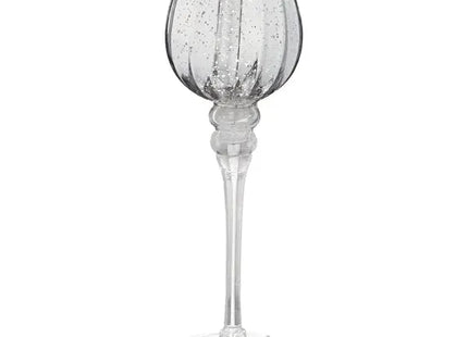 Großes Windlicht auf Fuß in Silber, Höhe ca. 30cm TK Gruppe® Grosshandel 