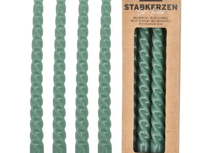 Grüne Gedrehte Stabkerzen, 4er Set, 20cm - Elegante Dekoration für jeden Anlass TK Gruppe® Grosshandel 