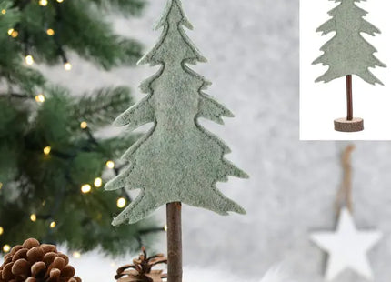 Grüner Filz-Tannenbaum auf Holzfuß - 24cm Höhe - Weihnachtsdekoration TK Gruppe® Grosshandel 
