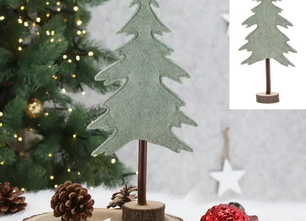 Grüner Filz-Tannenbaum auf Holzfuß - 35cm Höhe - Weihnachtsdekoration TK Gruppe® Grosshandel 