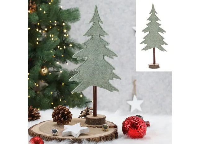 Grüner Filz-Tannenbaum auf Holzfuß - 35cm Höhe - Weihnachtsdekoration TK Gruppe® Grosshandel 