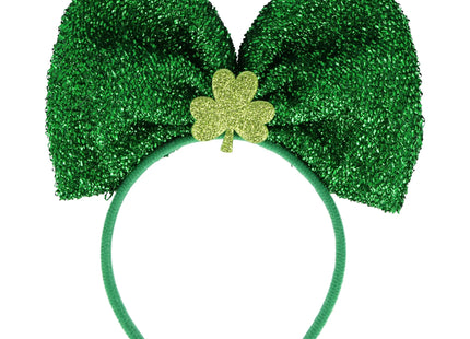 Grünes metallisches irisches Stirnband mit Kleeblatt und Shamrock-Muster TK Gruppe® Grosshandel 