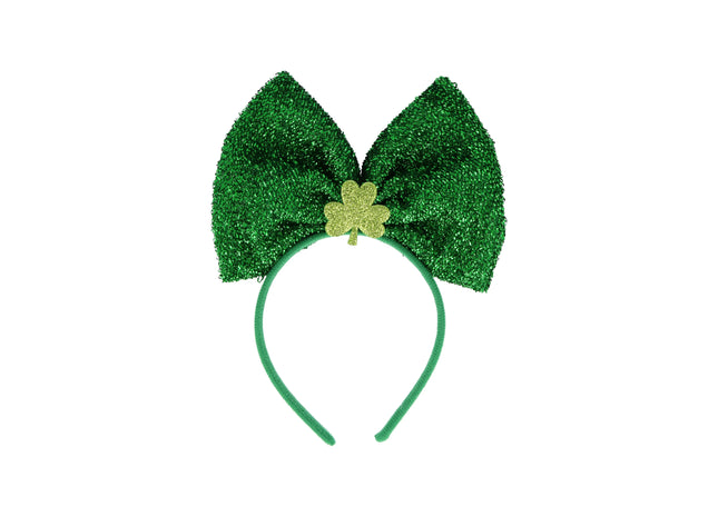 Grünes metallisches irisches Stirnband mit Kleeblatt und Shamrock-Muster TK Gruppe® Grosshandel 