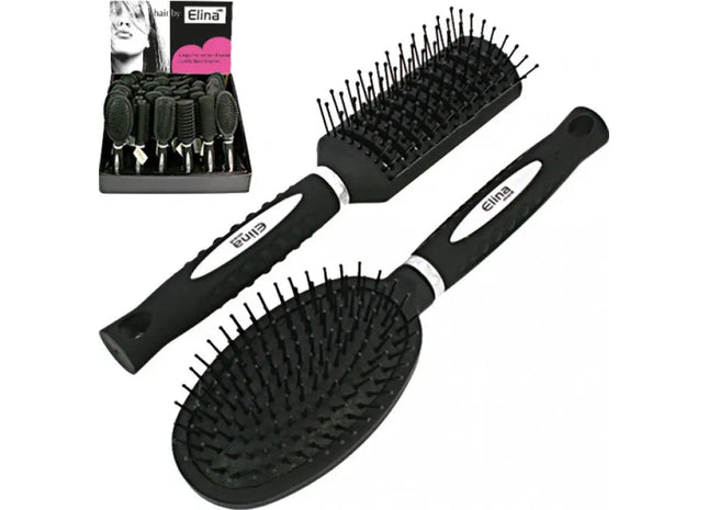 Gummierte Haarbürsten, 6er-Set, 23-25 cm, verschiedene Farben, Display TK Gruppe® Grosshandel 