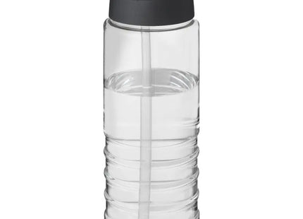 H2O Active Treble 750 ml, Transparent-Schwarz, Große Sportflasche mit Ausgussdeckel TK Gruppe® Grosshandel 
