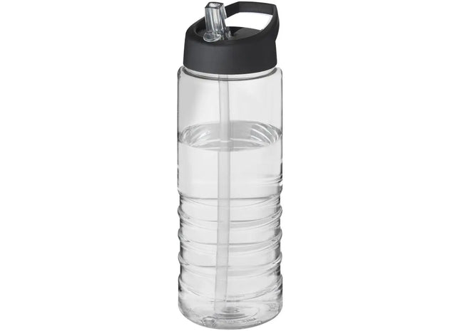 H2O Active Treble 750 ml, Transparent-Schwarz, Große Sportflasche mit Ausgussdeckel TK Gruppe® Grosshandel 