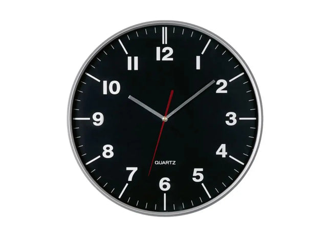 HEMERA Wanduhr - Elegantes Schwarz-Silber, Modernes Design, 30 cm TK Gruppe® Grosshandel 