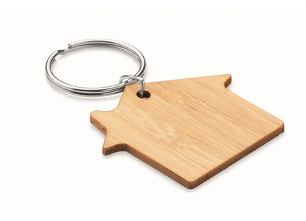 HOUSEBOO Schlüsselring aus Bambus in Hausform - Natürliches Holzdesign TK Gruppe® Grosshandel 