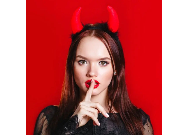 Haarreifen mit roten Teufelshörnern aus Plüsch TK Gruppe® Grosshandel 