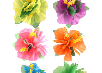 Haarspange Hibiskus-Blume, 6Er-Pack, Neonfarben, Vielseitig & Trendig TK Gruppe® Grosshandel 