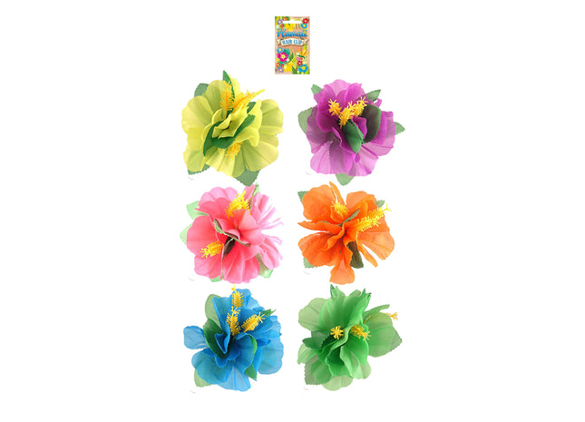 Haarspange Hibiskus-Blume, 6Er-Pack, Neonfarben, Vielseitig & Trendig TK Gruppe® Grosshandel 