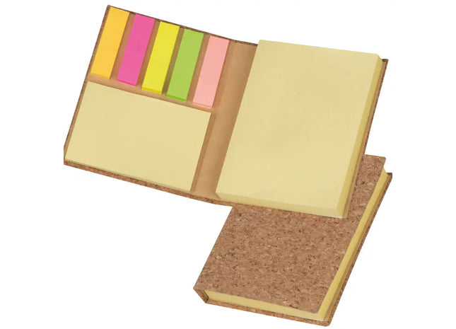 Haftnotiz- & Markerbuch mit Beige Korkumschlag, Öko-Freundlich & Stilvoll TK Gruppe® Grosshandel 