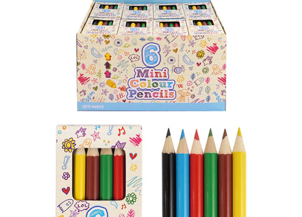 Halbformat-Penloden, 6Er-Pack in Box, 6 Verschiedene Farben - Kompakte Bunte Stifte für Schule und Kunst TK Gruppe® Grosshandel 