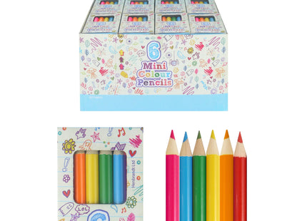 Halbgroße Buntstifte, 6er-Pack in einer Box, verschiedene Farben – kompakt zum Zeichnen und für den Schulgebrauch TK Gruppe® Grosshandel 