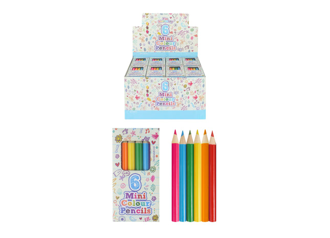 Halbgroße Buntstifte, 6er-Pack in einer Box, verschiedene Farben – kompakt zum Zeichnen und für den Schulgebrauch TK Gruppe® Grosshandel 