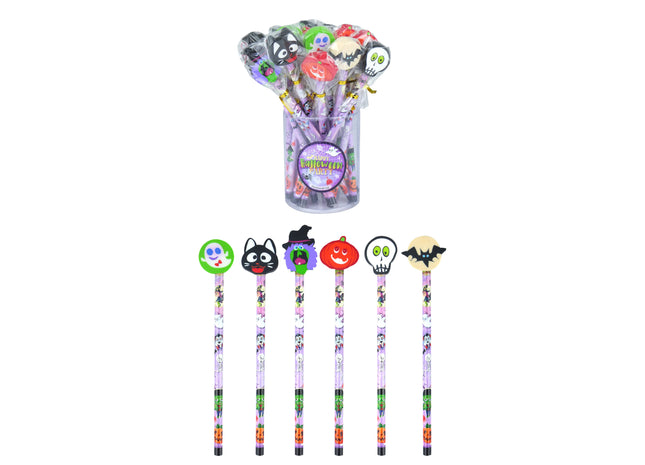 Halloween Bleistifte Mit Radiergummi, 6 Designs - Thematic Schreibwaren TK Gruppe® Grosshandel 