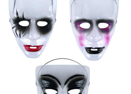 Halloween-Gesichtsmaske – 3 verschiedene Kunststoff-Designs, Partyzubehör TK Gruppe® Grosshandel 
