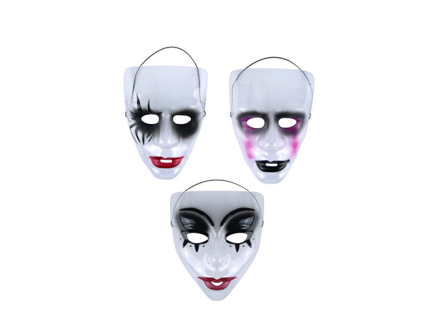 Halloween-Gesichtsmaske – 3 verschiedene Kunststoff-Designs, Partyzubehör TK Gruppe® Grosshandel 