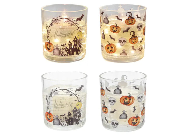 Halloween LED-Kerzen, 2er-Set, Höhe ca. 10cm - Gruselige Beleuchtung TK Gruppe® Grosshandel 