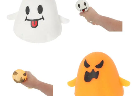 Halloween Quetschbälle für Stressabbau, 2er-Set, Größe 9x8 cm - Gruselige Entspannungsspielzeuge TK Gruppe® Grosshandel 
