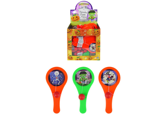 Halloween-Schläger mit Ball 12 cm – 3 Muster, 2 Farben, Party-Spiele TK Gruppe® Grosshandel 