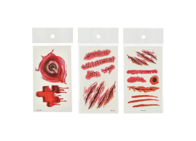 Halloween Tattoo-Set auf 3 Bögen 6cm x 10,5cm - Gruselige temporäre Körperkunst für Feiern TK Gruppe® Grosshandel 