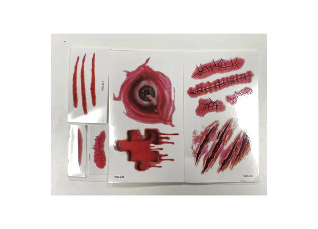 Halloween Tattoos auf 15cm x 10,5cm Bogen - Gruselige temporäre Körperkunst für Partys TK Gruppe® Grosshandel 
