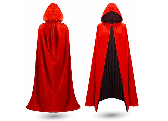 Halloween Vampir Kostüm Umhang - rot & schwarz - Kaputzenumhang für Kinder & Erwachsene - Damen & Herren