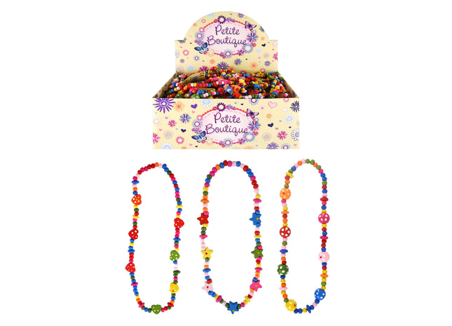 Halskette aus Holzperlen, 40 cm, 3 verschiedene Mehrfarben – stilvoller Modeschmuck TK Gruppe® Grosshandel 