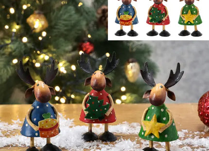 Handbemalte Elch-Damen, 3er-Set, ca. 10 cm hoch - Dekofiguren TK Gruppe® Grosshandel 