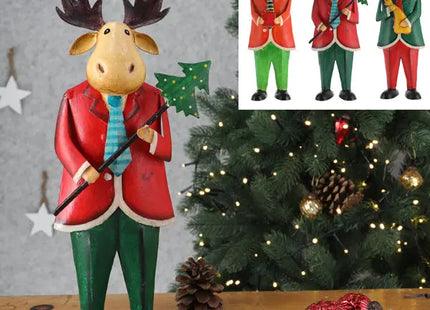 Handbemalte Elch-Figur, männlich, 3er Set, 36 cm hoch - Dekorative Skulptur TK Gruppe® Grosshandel 