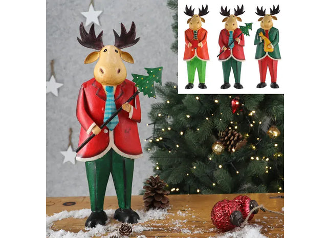 Handbemalte Elch-Figur, männlich, 3er Set, 36 cm hoch - Dekorative Skulptur TK Gruppe® Grosshandel 