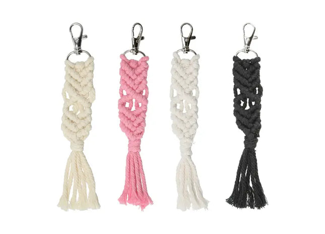 Handgefertigte Makramee Schlüsselanhänger, 4er-Set, Boho-Stil Accessoire TK Gruppe® Grosshandel 