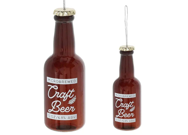 Handgefertigter Glas-Christbaumschmuck - Bierflasche, ca. 13cm Höhe, Festliche Weihnachtsdeko TK Gruppe® Grosshandel 