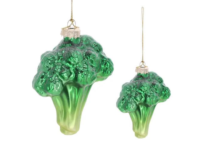 Handgefertigter Glas-Christbaumschmuck - Brokkoli, ca. 12cm Höhe, Einzigartige Weihnachtsdeko TK Gruppe® Grosshandel 
