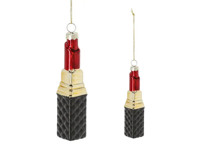 Handgefertigter Glas-Christbaumschmuck - Lippenstift, ca. 12cm Höhe, Festliche Weihnachtsdeko TK Gruppe® Grosshandel 
