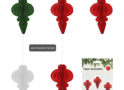 Hängedekoration Ornament Honeycomb, 3 Farben, 3er Set, ca. 8cm Höhe - Perfekte Partydekoration TK Gruppe® Grosshandel 