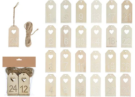 Hängende Adventsziffern-Set, Selbstgemacht, 25 Stück, ca. 4x8cm für Feiertags Countdown TK Gruppe® Grosshandel 