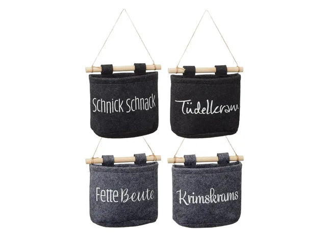 Hängende Filz-Aufbewahrungstaschen, 4er-Set, Platzsparende Organizer TK Gruppe® Grosshandel 
